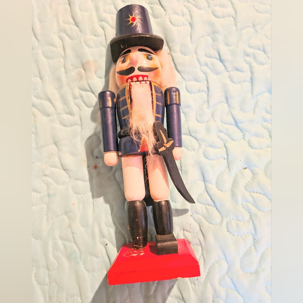 Blue and Red Nutcracker Figurine